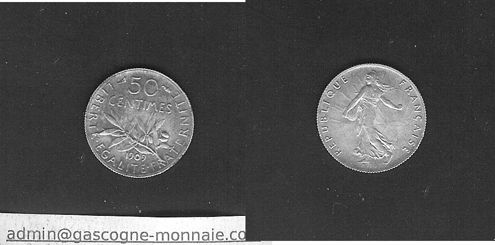 50 centimes Semeuse 1909 AU